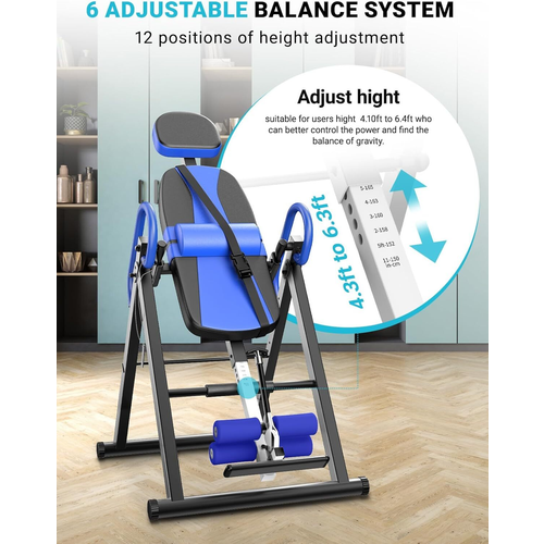 GRAVITY INVERSION TABLE FOLDABLE BACK NECK PAIN EXERCISE THERAPY BENCH UK STOCK 2