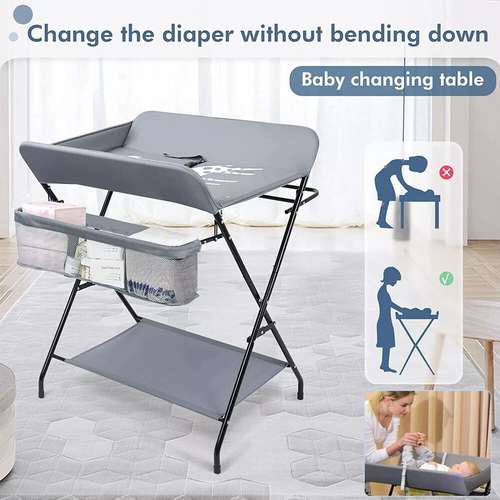Baby Changer Table Folding Nursery Changing Station Unit with Storage Organizer