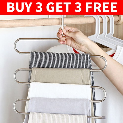 5 Tier S Shape Hanger Multi Layer Trouser Storage Closet Space Saving Organizer