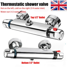 1/2" Outlet Thermostatic Exposed Bar Shower Mixer Valve Tap Chrome Bottom/Top UK