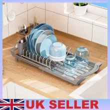 Expandable Dish Drainer Anti-rust Sink Drainer Removable Cutlery Holder Kitchen