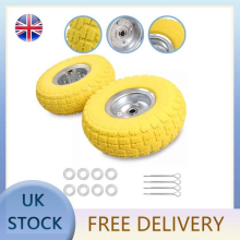 2 Pack 10 Inch Solid Rubber Tyre Wheels - Heavy Duty for Sack Truck Hand Trolley