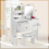 Dressing Table With Drawers Mirror Stool Set Makeup Desk Vanity Table Bedroom 4