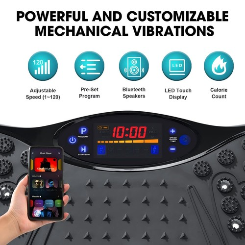 Vibration Plate with Bluetooth Speakers & Resistance Bands, Remote Control UK 2