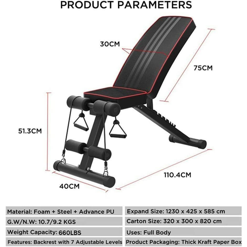 Foldable Dumbbell Bench Weight Bench Training Workout Gym 7 Incline Adjustable 2
