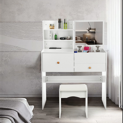 Dressing Table With Drawers Mirror Stool Set Makeup Desk Vanity Table Bedroom 1