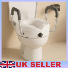 12cm Raised Toilet Seat Adjustable Armrests Bathroom Aid Elderly Post-Surgery