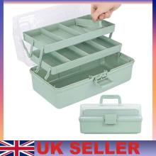 12.5 Inch 3-Tier Craft Storage Box with 2 Trays Multi-Compartment Organiser Box