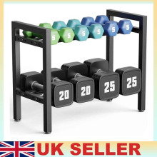 Adjustable 2-Tier Dumbbell Rack Heavy-Duty Metal Weight Storage Stand Home Gym