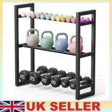Adjustable 3-Tier Dumbbell Rack Metal Weight Heavy-Duty Storage Stand Home Gym