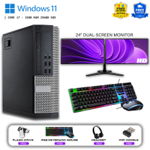Windows 11 DELL PC BUNDLE Core i7 32GB Ram 256GB SSD - 24" Full HD Monitor - Refurbished