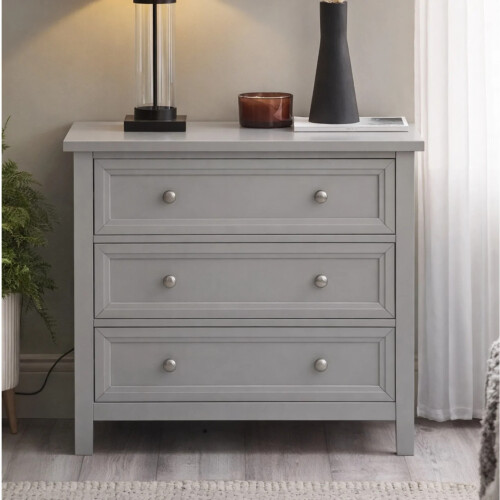 Maine 3 Drawer Wide Chest - Dove Grey 2