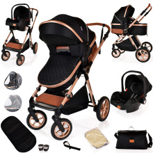 Newborn Baby Pram Pushchair Buggy Stroller 3in1 Travel System Car Seat Included