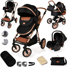 3 in 1 Pram With Car Seat Newborn Baby Buggy Set Travel System with Car Seat