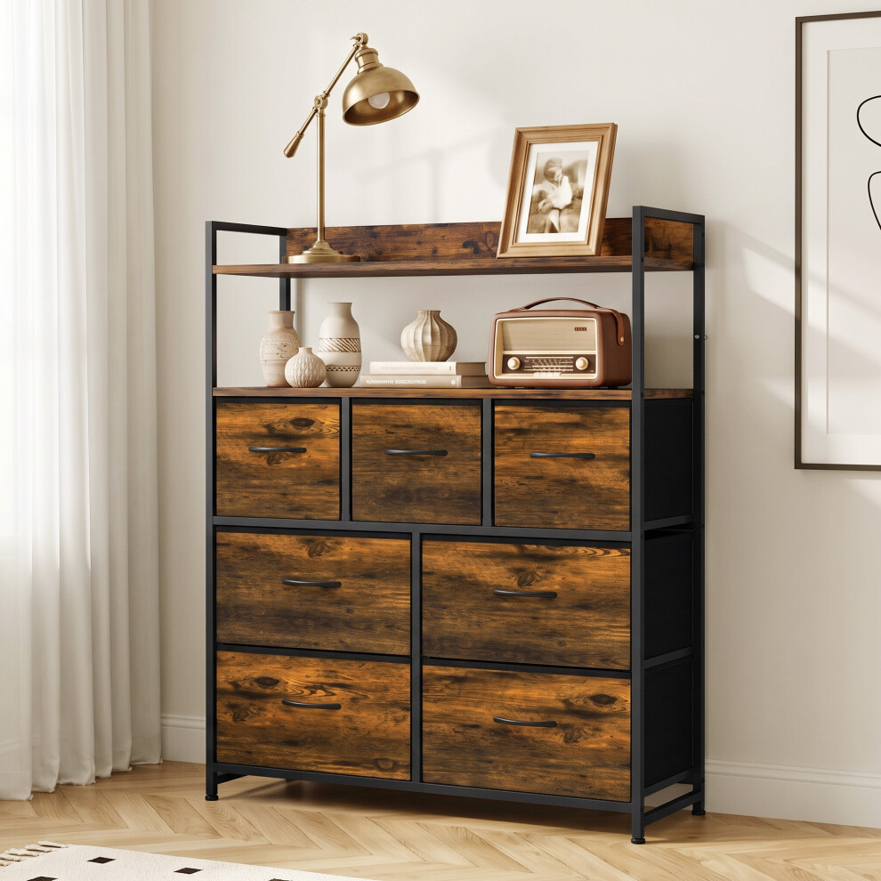 Homcom Unisex Brown Chest Of Drawers, Bedroom Fabric Dresser, Rustic - Image 2