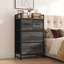 HOMCOM Bedroom Chest of Drawers 4 Drawer Dresser with Shelf, Grey