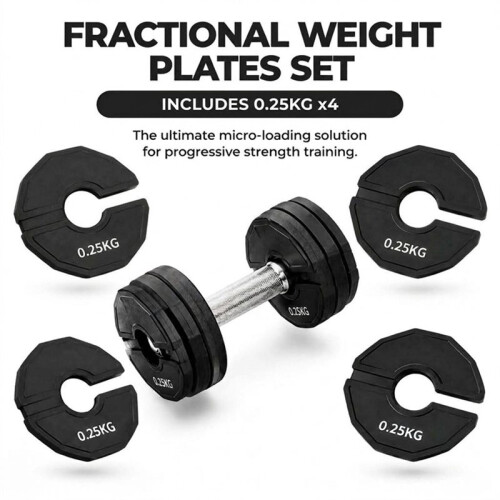 4 Stuks Micro-Type Halterschijven voor Krachttraining, 0,25 Kg, Zwart 1