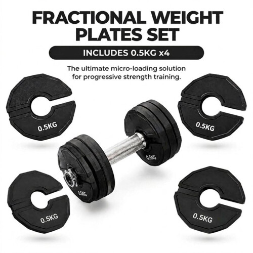 Lot de 4 Disques de Musculation Fractionnés de Micro-Type, 0,5 Kg, Noirs 2