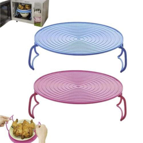 Folding Microwave Tray Foldable Microwave Plate Stacker Rack Holder for Oven Plates and Bowls 2