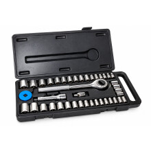 SOCKET SET 1/4 3/8 DR METRIC IMPERIAL-AF RATCHET DRIVER & STORAGE CASE (40PC)