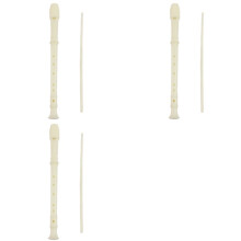 3X Students Creamy-white Plastic 8 Holes Flute Recorder W Cleaning Stick