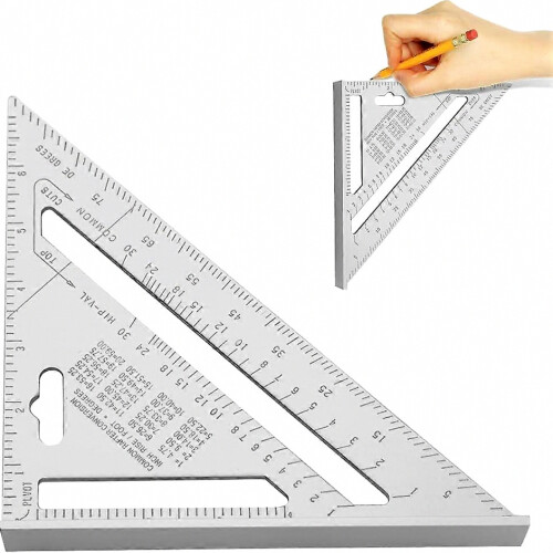7 Inch Triangle Square Angle Ruler, Aluminum Square Triangle Measurement Aluminum Triangle Ruler