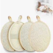 Spugna da doccia in luffa, 4 pezzi di spugna esfoliante naturale in luffa, spugna da doccia riutilizzabile, guanti esfolianti con elastico, per viso e
