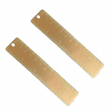 Lot de 2 règles en laiton doré, règles droites pratiques, marque-page vintage en métal cuivré, double échelle, règle gravée, 12 cm (4,75 po)