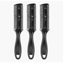 Hair Clipper Comb, Double Side Hair Cutting Trimmer Comb With Stainless Steel Blade, Pack Of 3 (black)