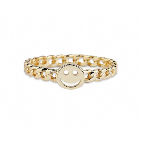 Women Good Luck Smiley Face Ring Happy Face Stackable Ring with Cute Chain Link Band 1