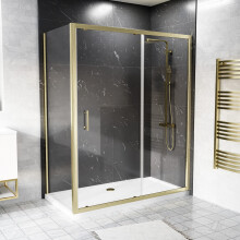 Shower 1500 x 1850mm Slider Door With 700mm Side Panel & Tray - Brushed Brass