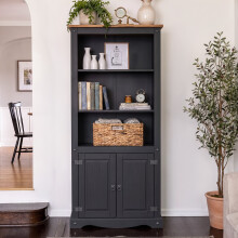 Mercers Furniture Corona Charcoal Grey 2 Door Bookcase