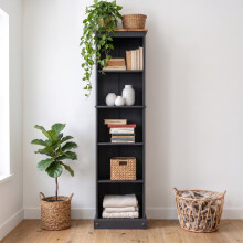 Mercers Furniture Corona Charcoal Grey Tall Narrow Bookcase