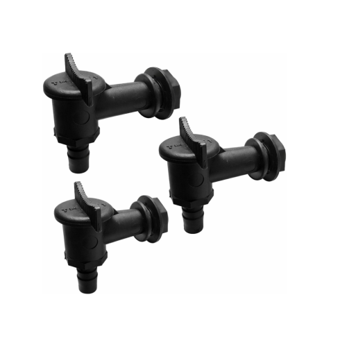 Pack of 3 Black Plastic Water Butt Taps