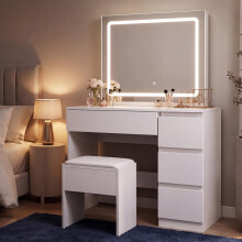 (Fantasy) Dressing Table Set with Hollywood LED Mirror