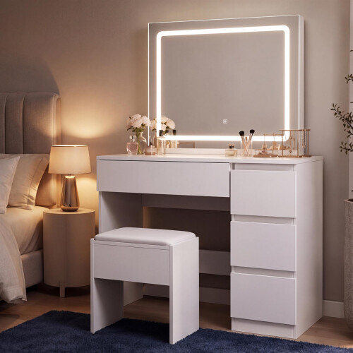 (Fantasy) Dressing Table Set with Hollywood LED Mirror
