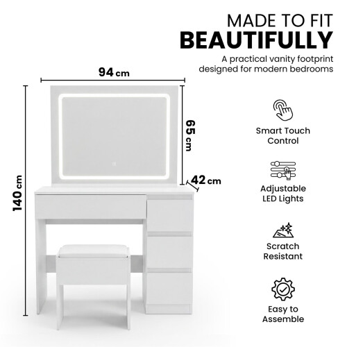 (Fantasy) Dressing Table Set with Hollywood LED Mirror 2