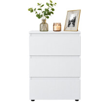 3 Drawer High Gloss Chest Nightstand Bedside Cabinet Storage Unit White
