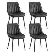 (Black, Set of 4) SMARTUE Dining Chairs Set of 4, Tech Fabric Upholstered Chairs with Curved Back and Metal Legs