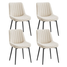 (Beige, Set of 4) SMARTUE Dining Chairs Set of 4, Tech Fabric Upholstered Chairs with Curved Back and Metal Legs