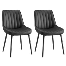 (Black, Set of 2) SMARTUE Dining Chairs Set of 2, Tech Fabric Upholstered Chairs with Curved Back and Metal Legs