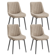 (Khaki, Set of 4) SMARTUE Dining Chairs Set of 4, Tech Fabric Upholstered Chairs with Curved Back and Metal Legs