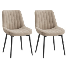 (Khaki, Set of 2) SMARTUE Dining Chairs Set of 2, Tech Fabric Upholstered Chairs with Curved Back and Metal Legs