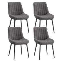 (Grey, Set of 4) SMARTUE Dining Chairs Set of 4, Tech Fabric Upholstered Chairs with Curved Back and Metal Legs