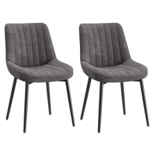 (Grey, Set of 2) SMARTUE Dining Chairs Set of 2, Tech Fabric Upholstered Chairs with Curved Back and Metal Legs