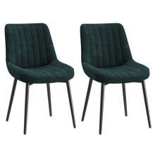 (Green, Set of 2) SMARTUE Dining Chairs Set of 2, Tech Fabric Upholstered Chairs with Curved Back and Metal Legs