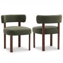(Green, Set of 2) SMARTUE Dining Chairs Set of 2, Mid-Century Fabric Chairs with Curved Back and Wooden Legs