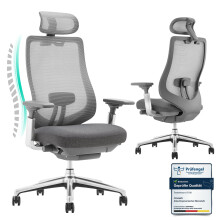 (Dark Grey) SMARTUE XK Atlas Ergonomic Mesh Office Chair, High Back, 4D Arms, Headrest and Slide Seat