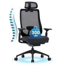 (Black) SMARTUE XK Atlas Ergonomic Mesh Office Chair, High Back, 4D Arms, Slide Seat and Nylon Base
