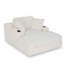 (Beige) Smartue Oversized Cloud Chaise Lounge With Cup Holders & Side Pocket, No Assembly Required